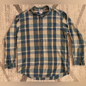 The Disney Store Mens Flannel Shirt Size Medium Tigger 1968 Plaid Button Up VTG